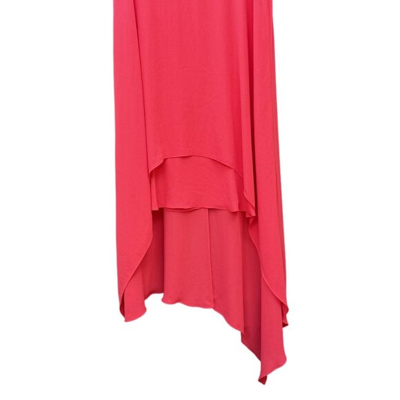 BCBGMAXAZRIA Kaira Coral Sleeveless High-Low Layered V-Neck Dress Womens Size S - Picture 3 of 7